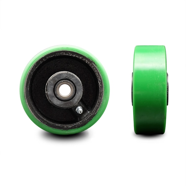 SCC-4" Green Poly on Cast Iron Wheel Only w/Roller Bearing-1/2" Bore-700 lb Cpty